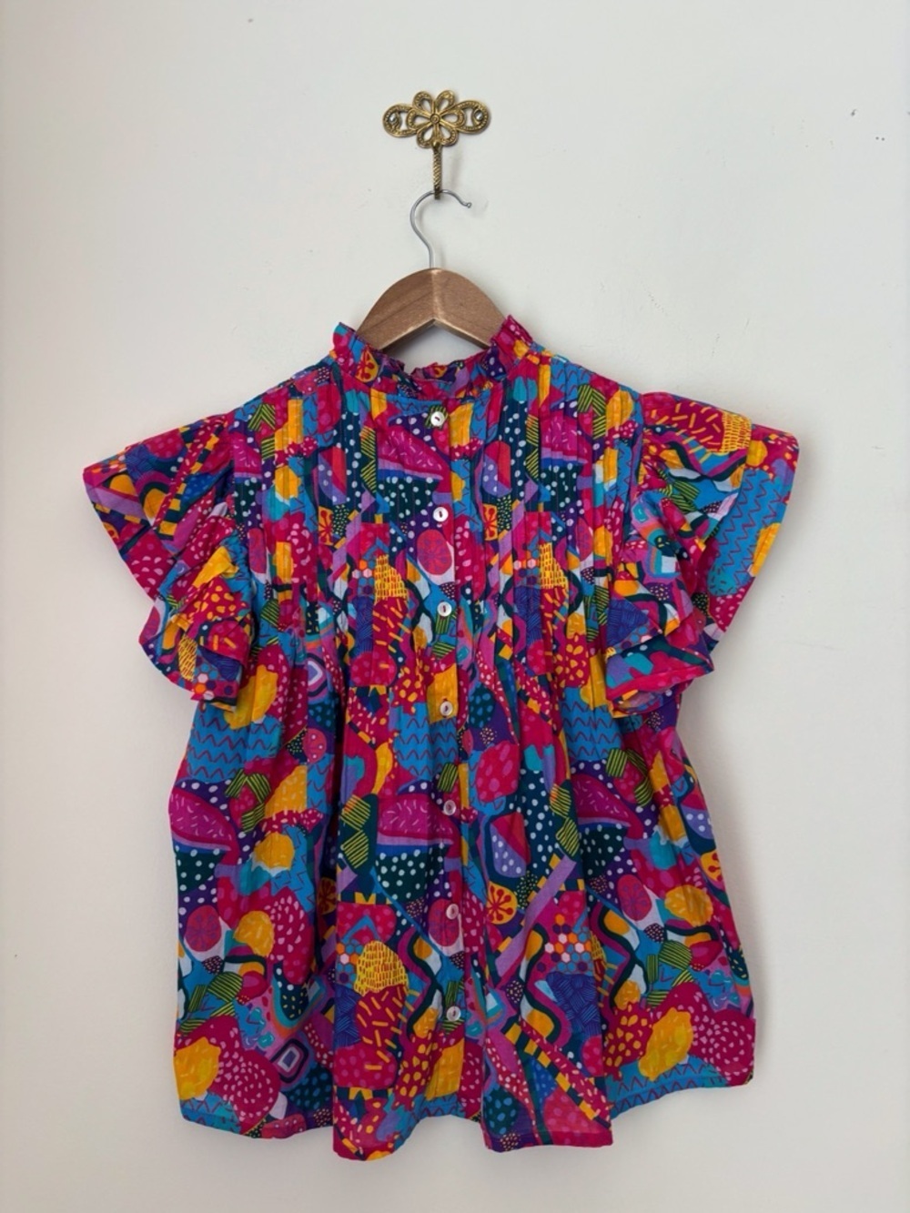Sohana Vibrant Flutter Pintuck Top XS Bohemian Resortwear - Picture 5 of 9